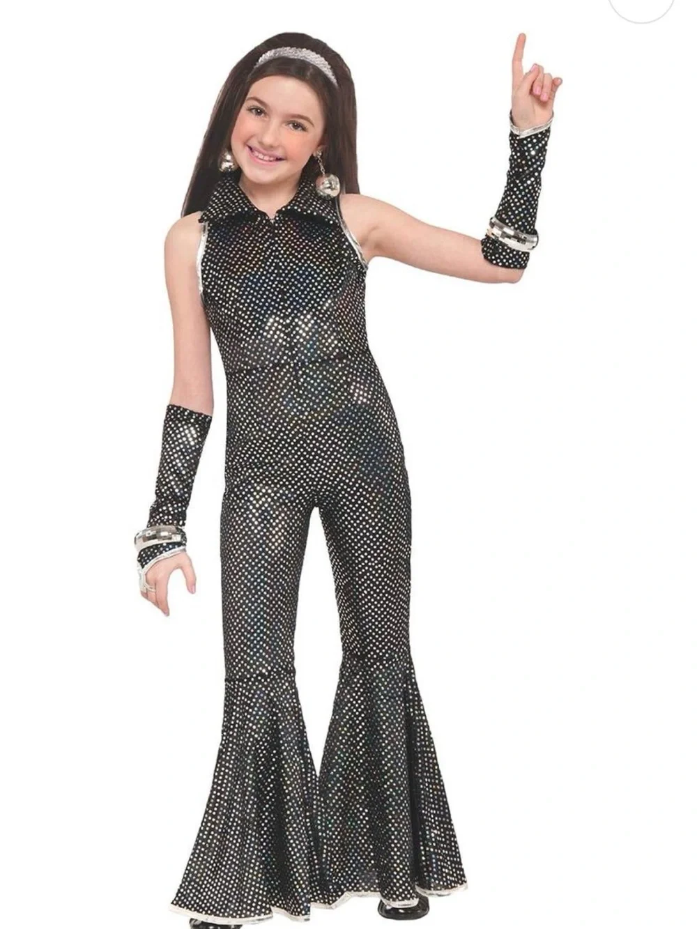 Rubie's Black Sparkle Disco Jumpsuit Costume Large
